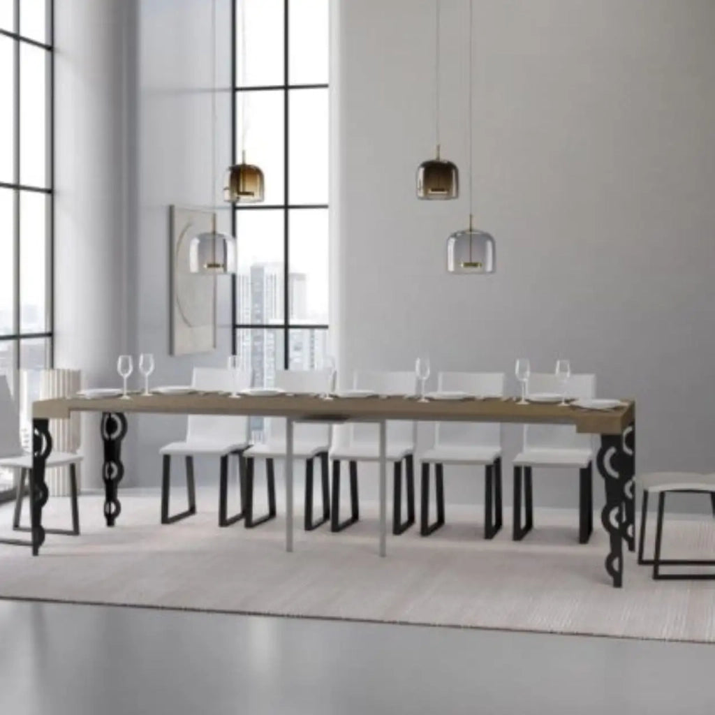 Consolle allungabile 90x40/300 cm Karamay tortora gambe antracite