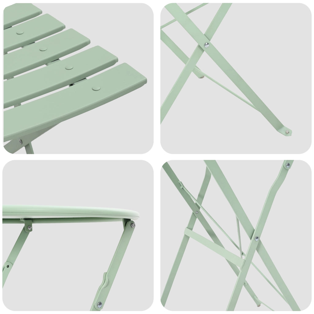 Set Bistro Pieghevole 3 Pezzi Verde Chiaro Acciaio