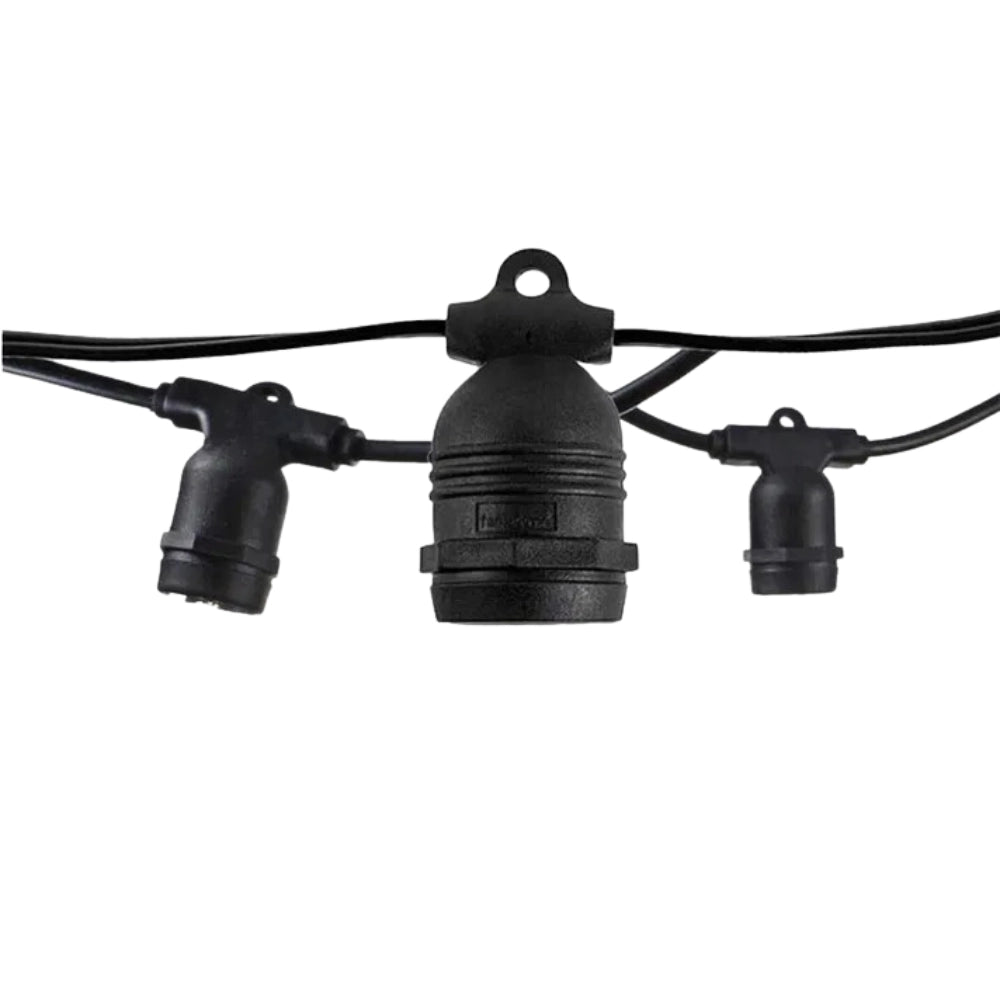 Catena luminosa da esterno 15 portalampade e27 14,4mt prese fisse lampadine non incluse