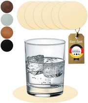 Set di Sottopiani in Pelle Beige per Tavolo - Antiscivolo e Lavabile - 6 pezzi - Pelle in Pelle - Prodotto in Germania