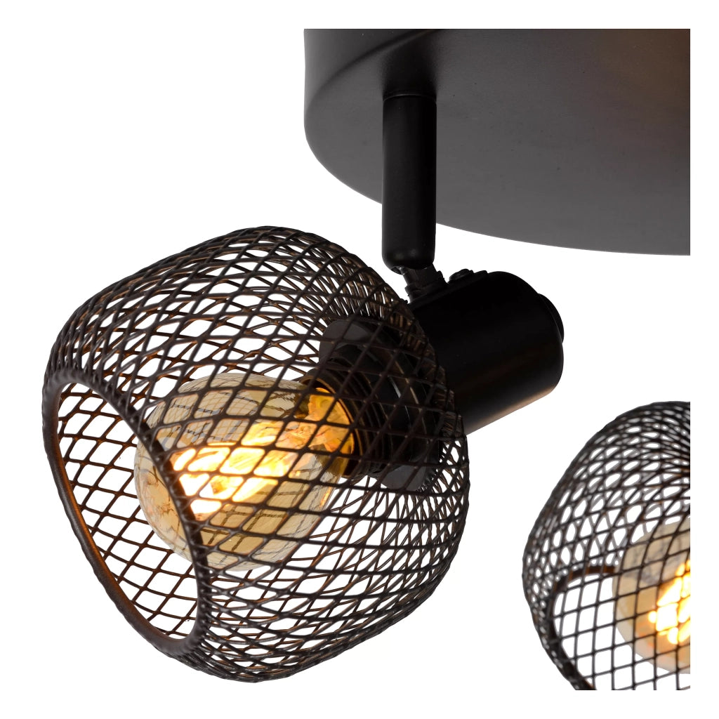 Lucide Maren plafoniera loft nera metallo 3 faretti E14