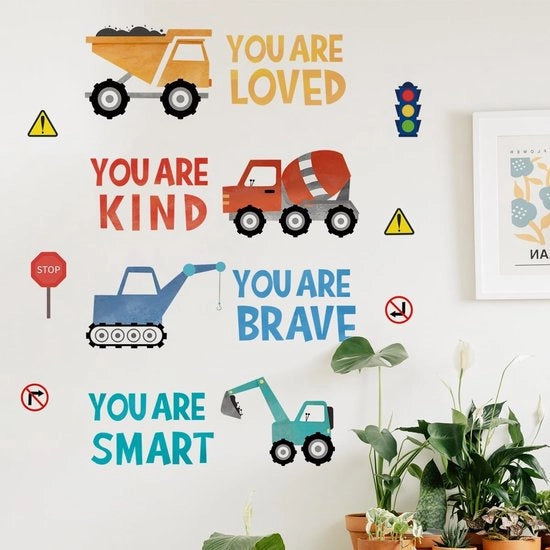 Decorente per muro per la camera dei bambini - Citazioni ispiratrici - Decorazione per la stanza dei bambini con camion - Decoupage auto - Decorente per muro per la stanza dei bambini - Decorente per muro autoadesivo
