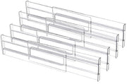 Organizzatore di carico - 4 pezzi - Organizzatore di carico - Organizzatore di spazio - Attrezzatura - Flessibile/estensibile (27,5-52 cm) - Per abbigliamento/cucina/bagno/armadio - Translucido - Plastica