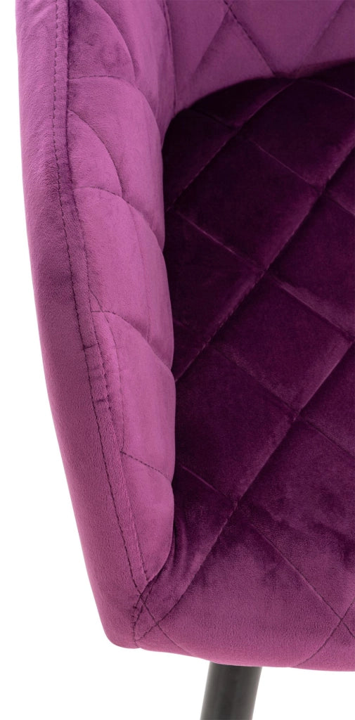 Set di 2 sedie da pranzo Shila viola,Velluto