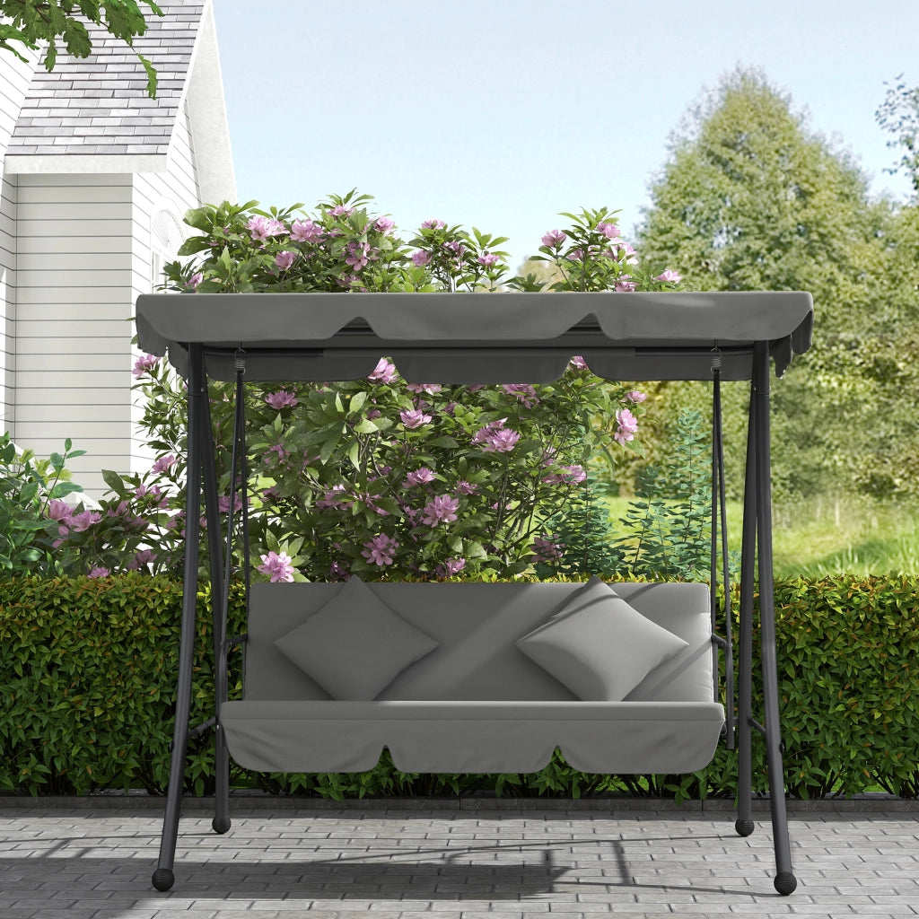 Amaca da giardino 3 posti con materasso ¨C zephmum ¨C grigio chiaro metallo poliestere 200x125x170cm