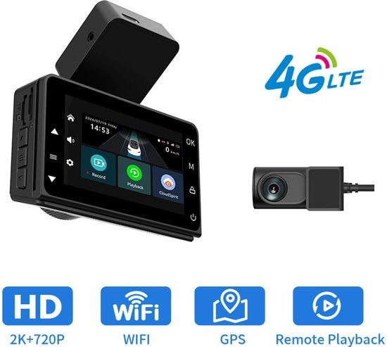 Dashcam 2K con GPS 4G e Wi-Fi DVR per monitoraggio a distanza