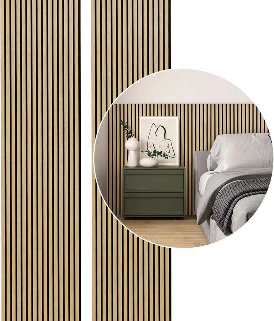 Set di 8 pannelli acustici - legno di quercia - velluto nero - 60 x 120 x 2,1 cm