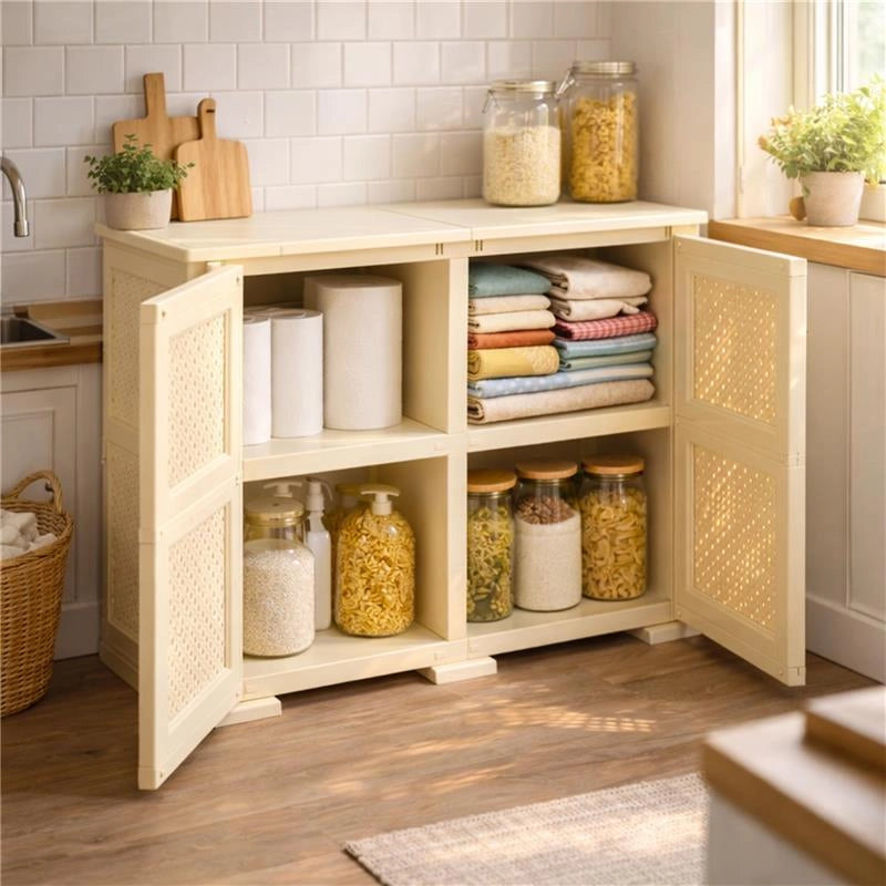 ARMADIO 2 MODULI ANGORA 79X43X85,5 CM CON ANTA TRAFORATA – MOBILE CONTENITORE DECORATIVO PER ZONA LIVING E INGRESSO