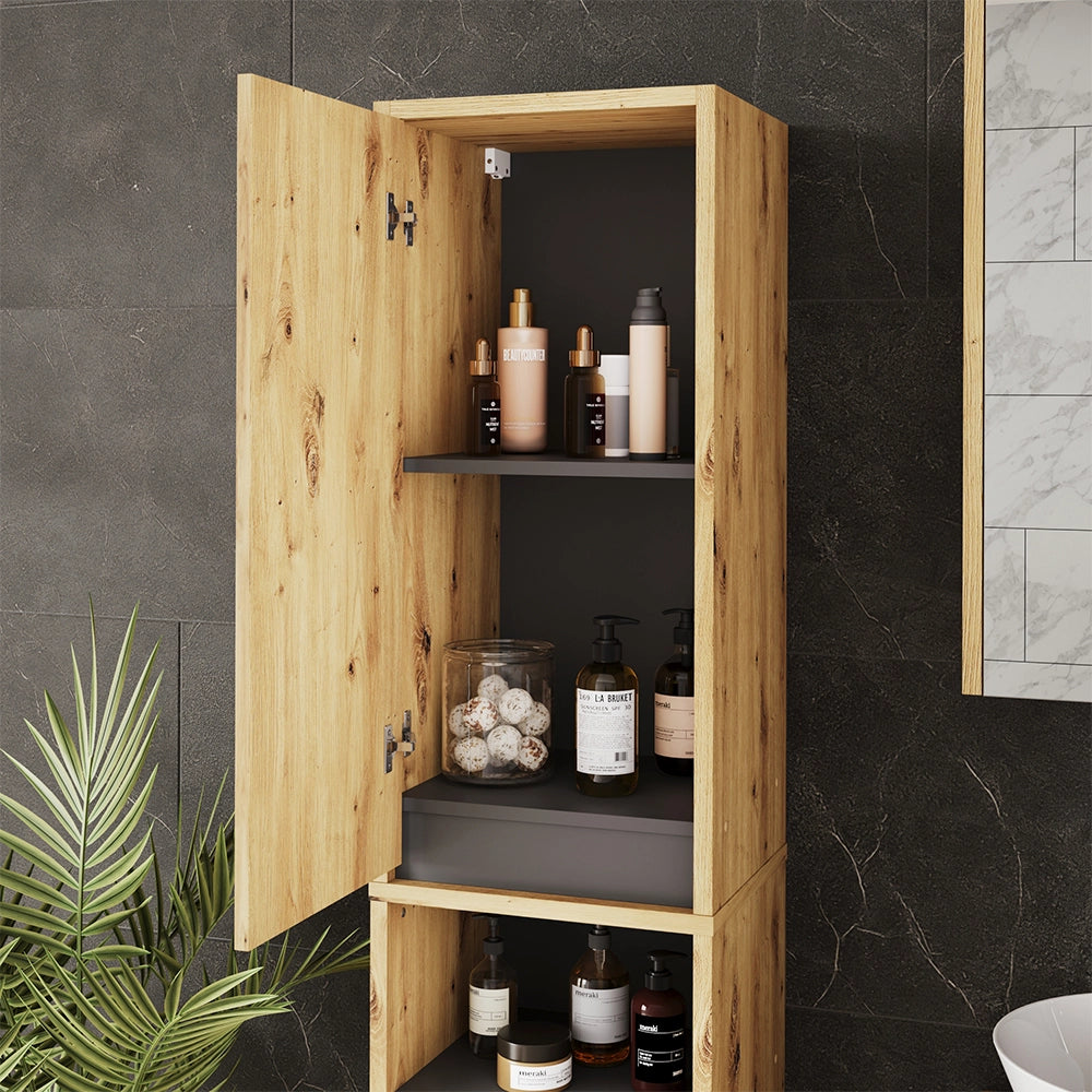 Vicco Mobile da bagno Artigiano/grigio 38 x 170 cm con 2 porte