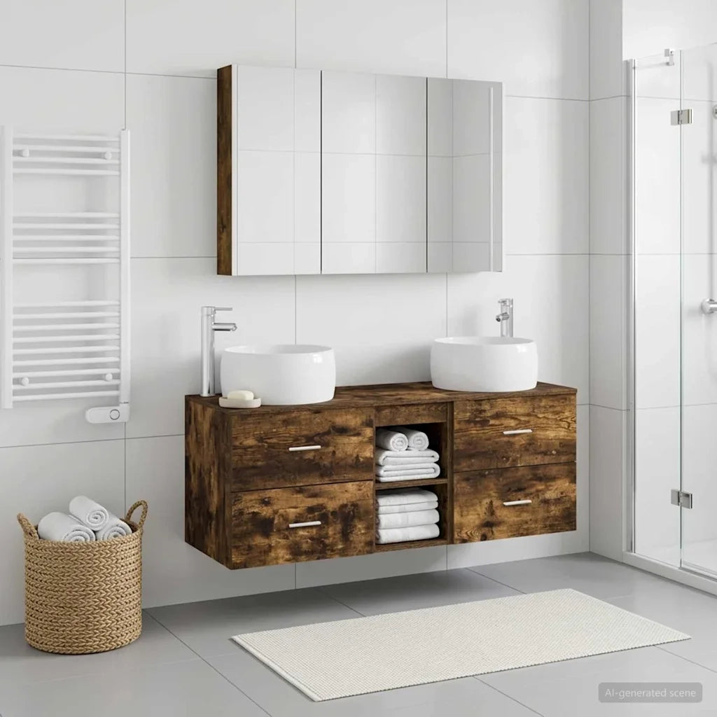 Set di mobili per il bagno 4 pcs Rovere Fumo 3407027