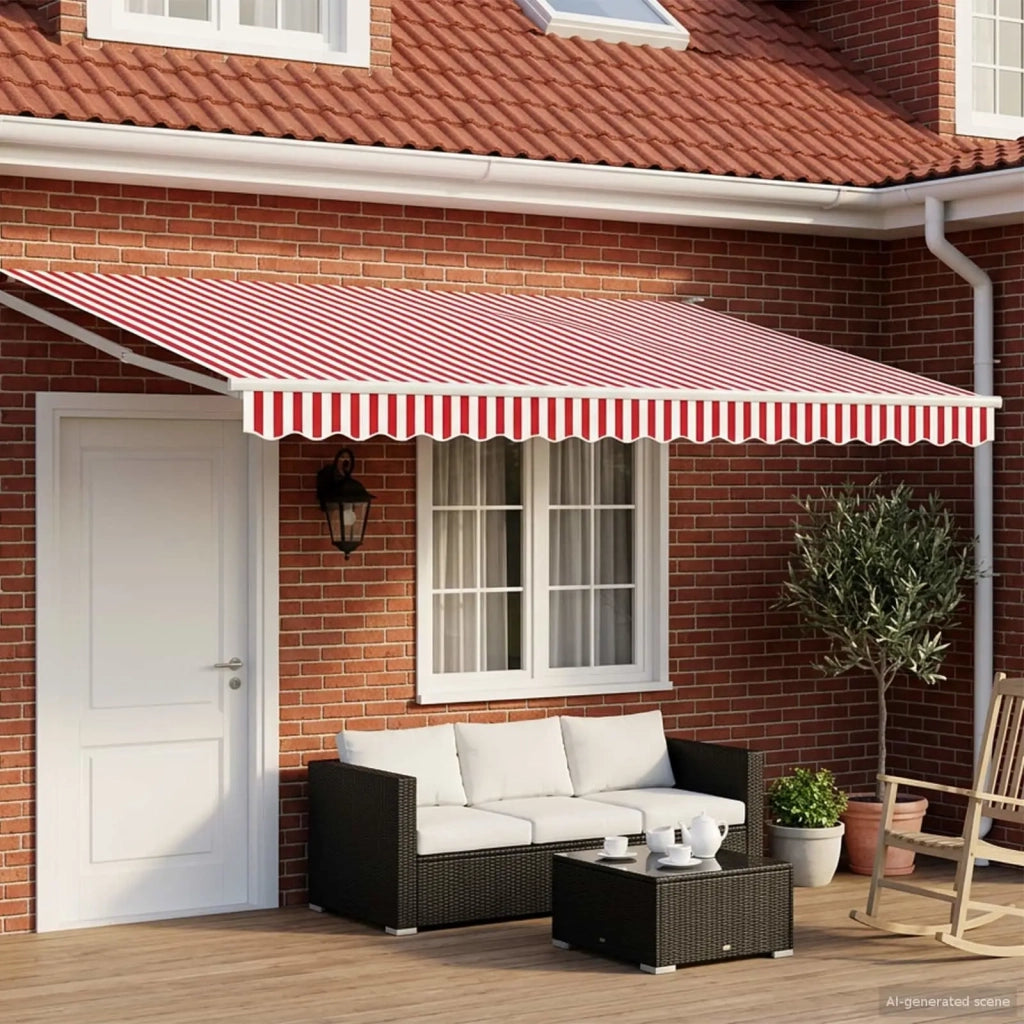 Tenda retrattile manuale con LED Rosso e Bianco 5 x 3 m 3419331