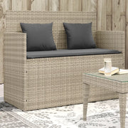 Panca da Giardino con Cuscini-Sgabello-Panca da esterno Grigio Chiaro in Polyrattan 493862