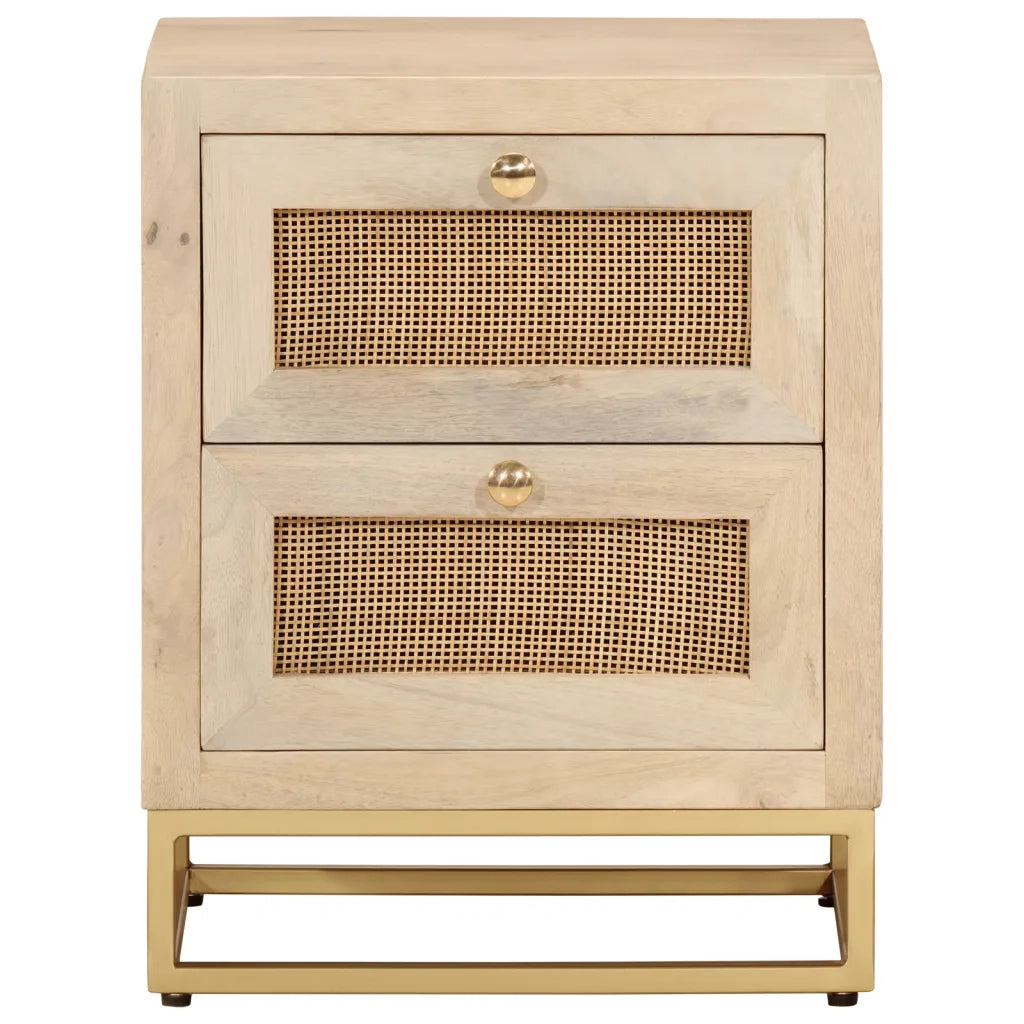 Comodino | Armadio da Notte | Mobiletto da notte 40x30x50 cm in Legno Massello di Mango e Ferro