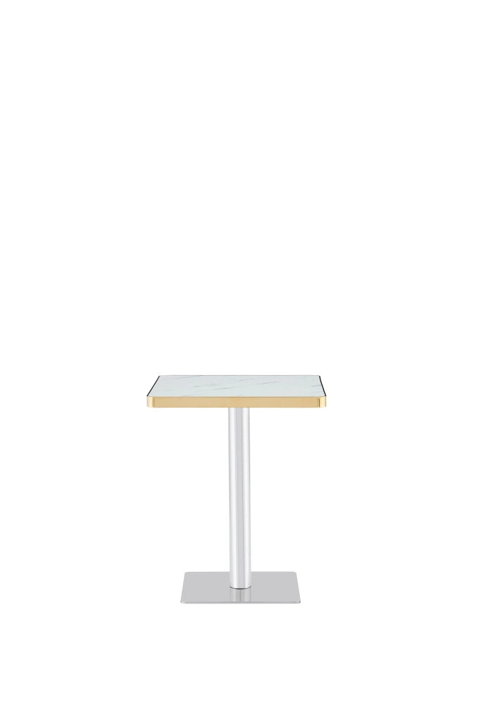 TAVOLO Quadrato 60x60 cm Effetto Marmo MDF e Metallo Bianco