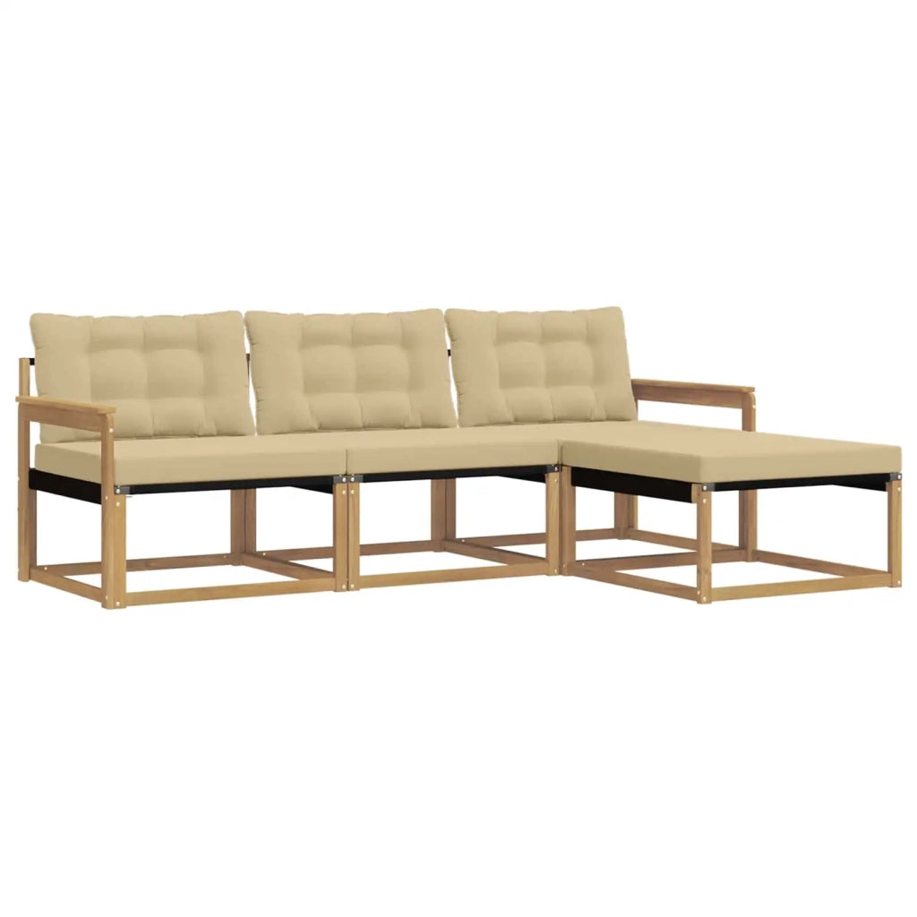Set di divani da esterno con cuscino 4 pcs Bianco e Beige 3388559
