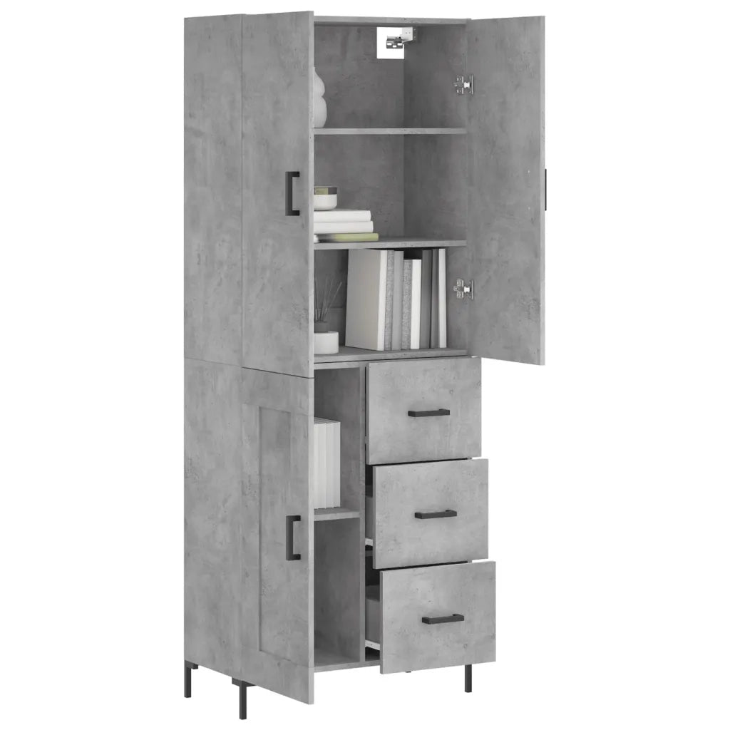 Credenza-Buffet-Armadio da cucina Grigio Cemento 69,5x34x180 cm in Legno Multistrato 894478