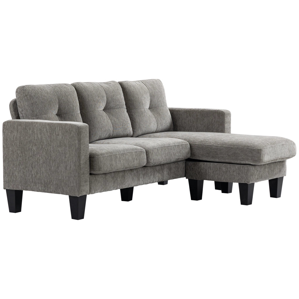 Divano angolare 3 posti ¨C Xylo ¨C tessuto effetto ciniglia tortora 186x130x84 cm
