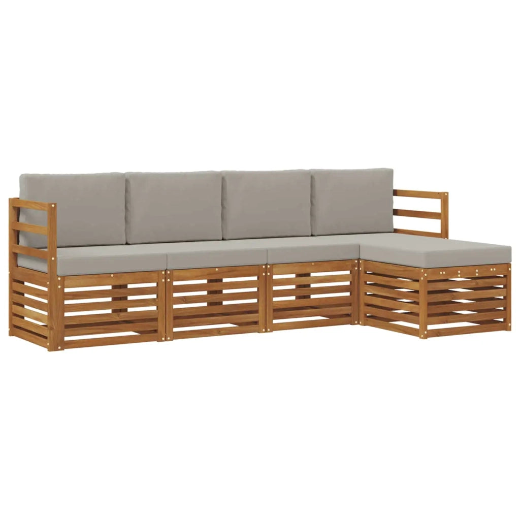 Set divani con cuscino 5 pcs Grigio Naturale e Chiaro 3374631
