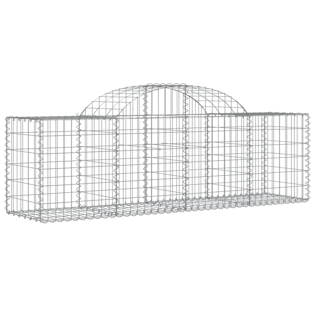 Cestini gabbioni recinzione a gabbia muro di contenimento ad arco 15 pezzi 200 x 50 x 60/80 cm ferro zincato argento 02_0040424