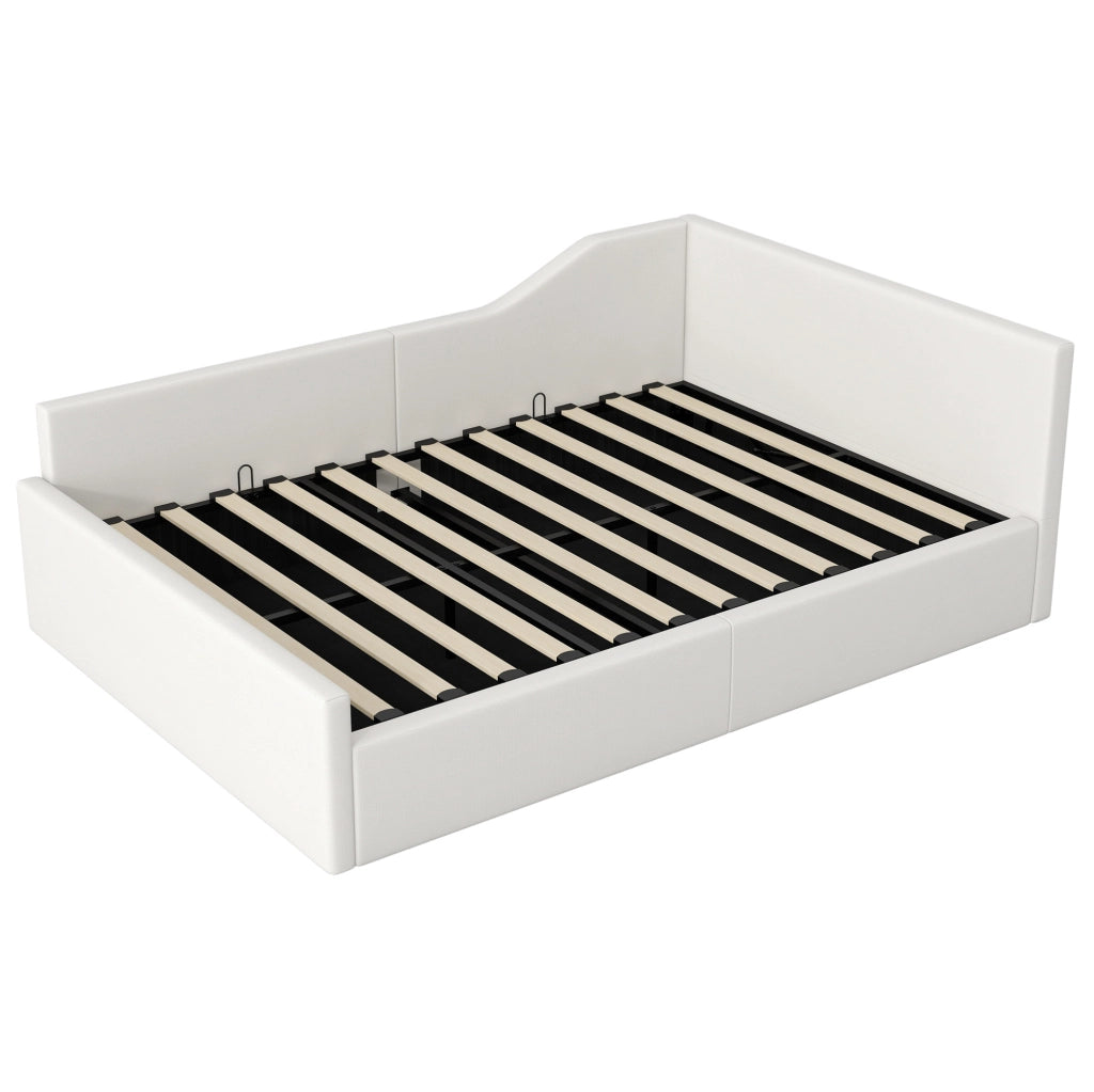 Letto da giorno imbottito 140x200 cm con contenitore, beige
