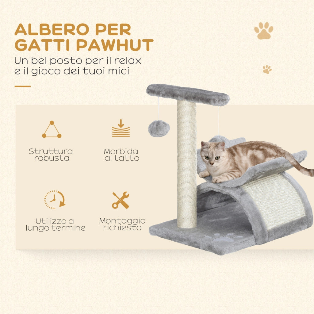 Tiragraffi per Gatti con Cuccia e Palline ¨C Xylo ¨C Grigio 40x30x43cm