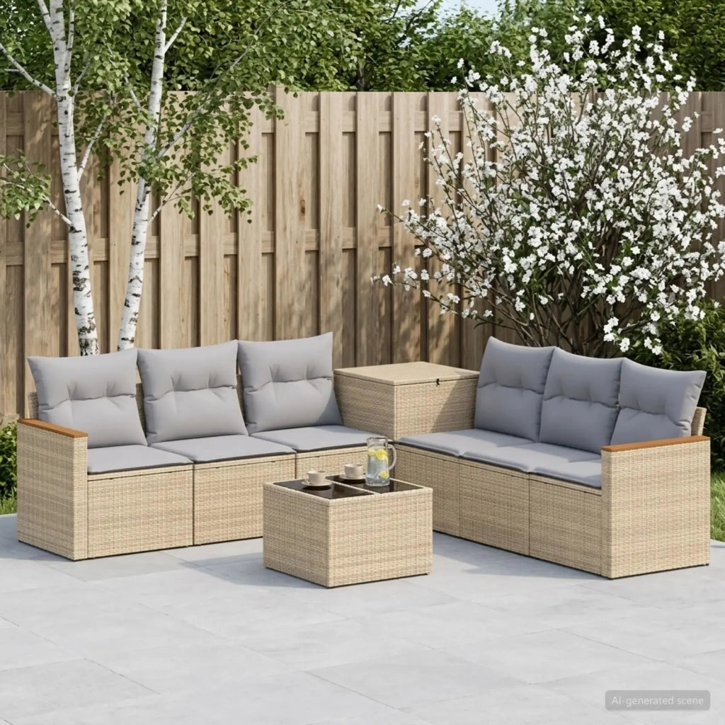 Set di divani 8 pz Beige e Grigio Chiaro 3448551