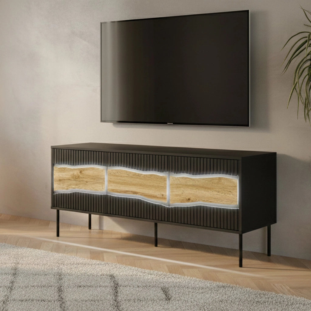 Novolin, Mobile Porta tv un Ripiano, 143.5x40x61.5h cm Nero