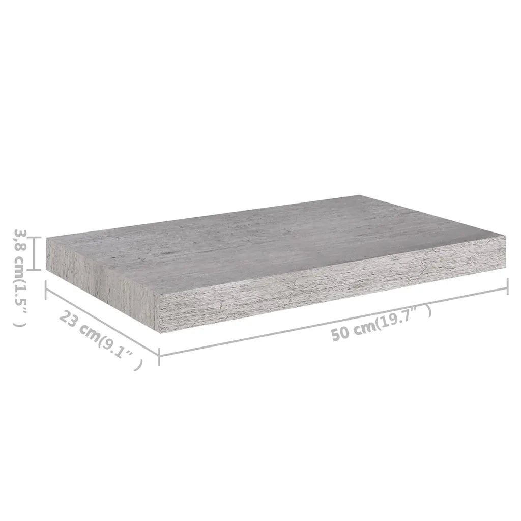 Scaffale a Parete Grigio Cemento 50x23,5x3,8 cm in MDF