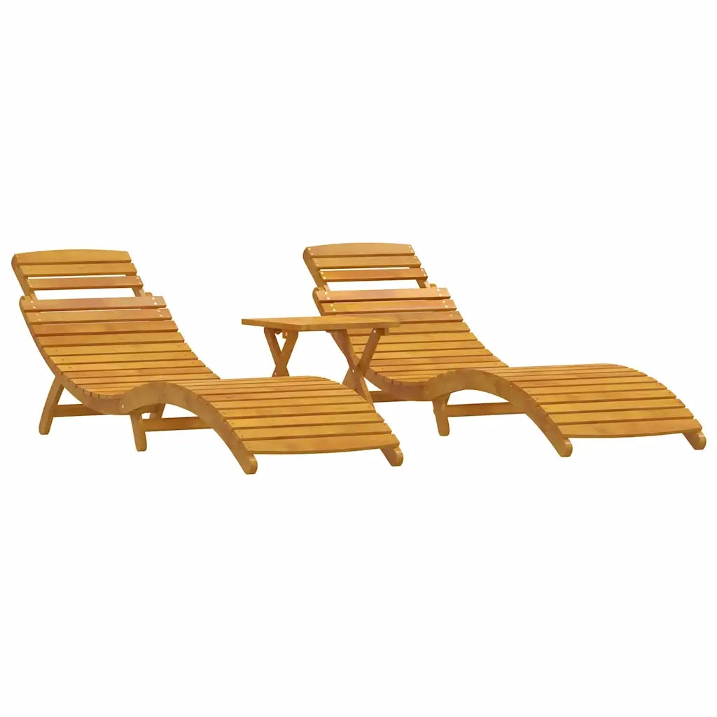 Lettino prendisole 3 pcs Marrone Legno di Acacia Massello 4107094
