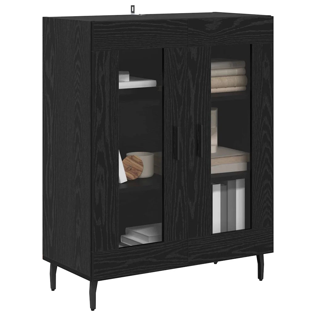 Credenza | Madia | Buffet da pranzo | Armadio da pranzo Rovere Nero 69,5 x 34 x 90 cm Legno multistrato