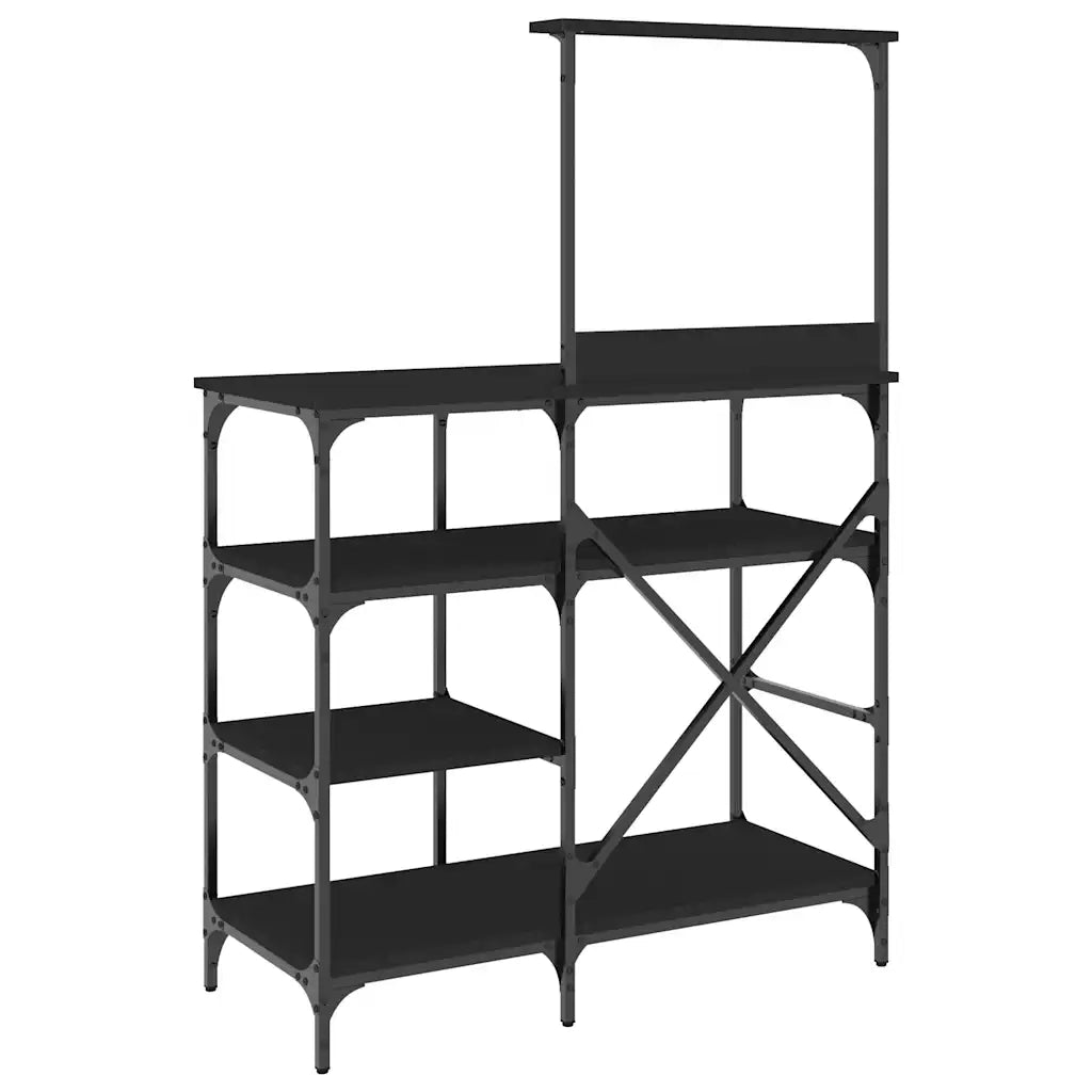 Mobile da Cucina Nero 90x40x132 cm Legno Multistrato e Metallo CFW2655546