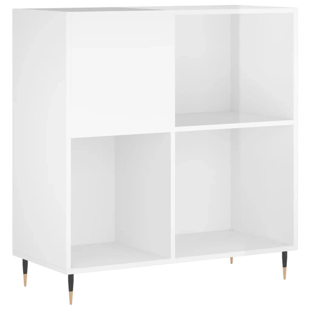 Mobile Porta Dischi Bianco Lucido 84,5x38x89 Legno Multistrato 831766