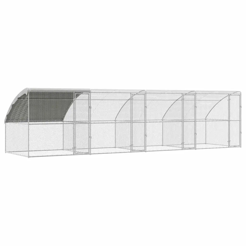 vidaXL Gabbia per polli Argento 800 x 200 x 198.5 cm Acciaio zincato