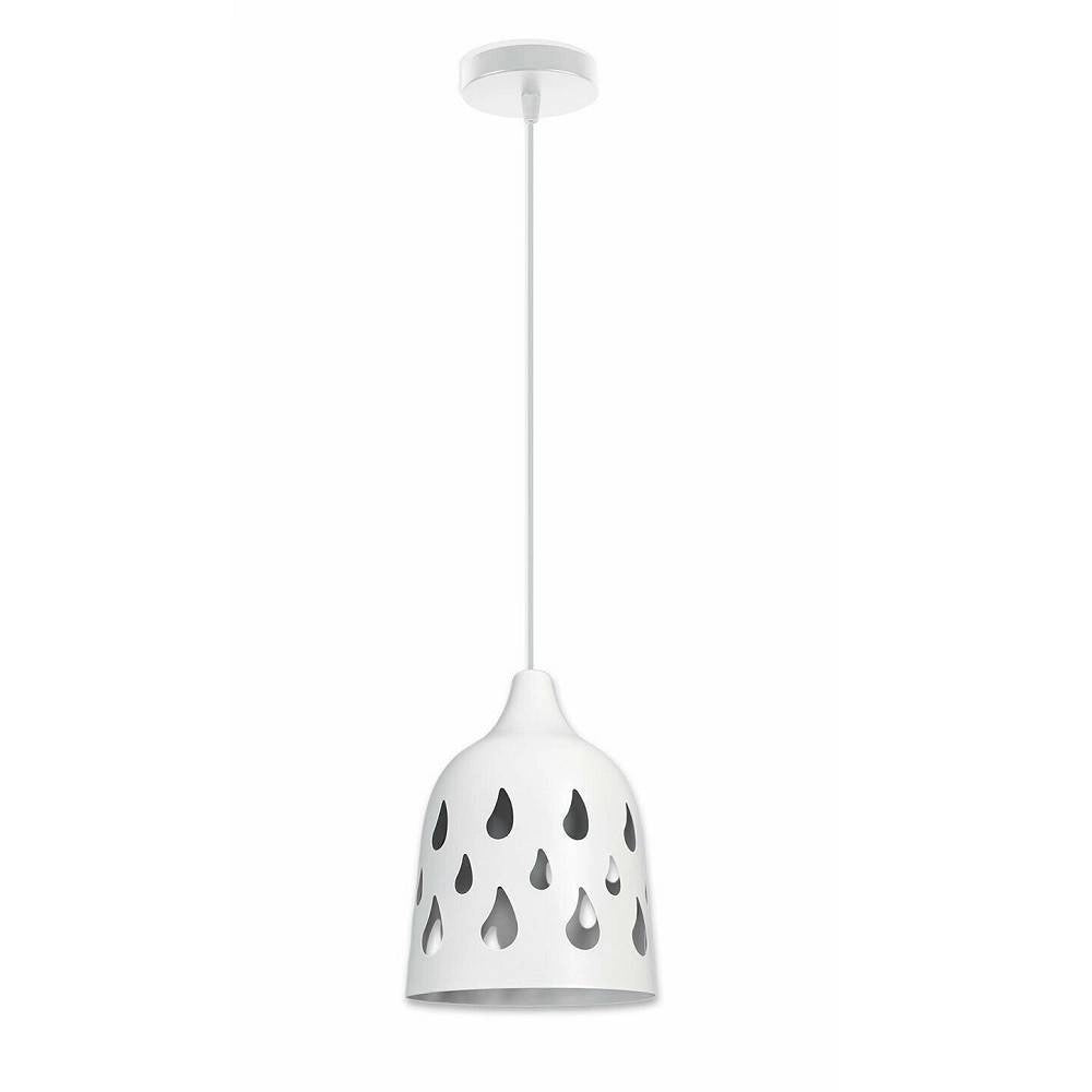 Trade Shop - Lampadario A Sospensione Da Soffitto Traforato E27 Punto Luce Bianco E Nero -