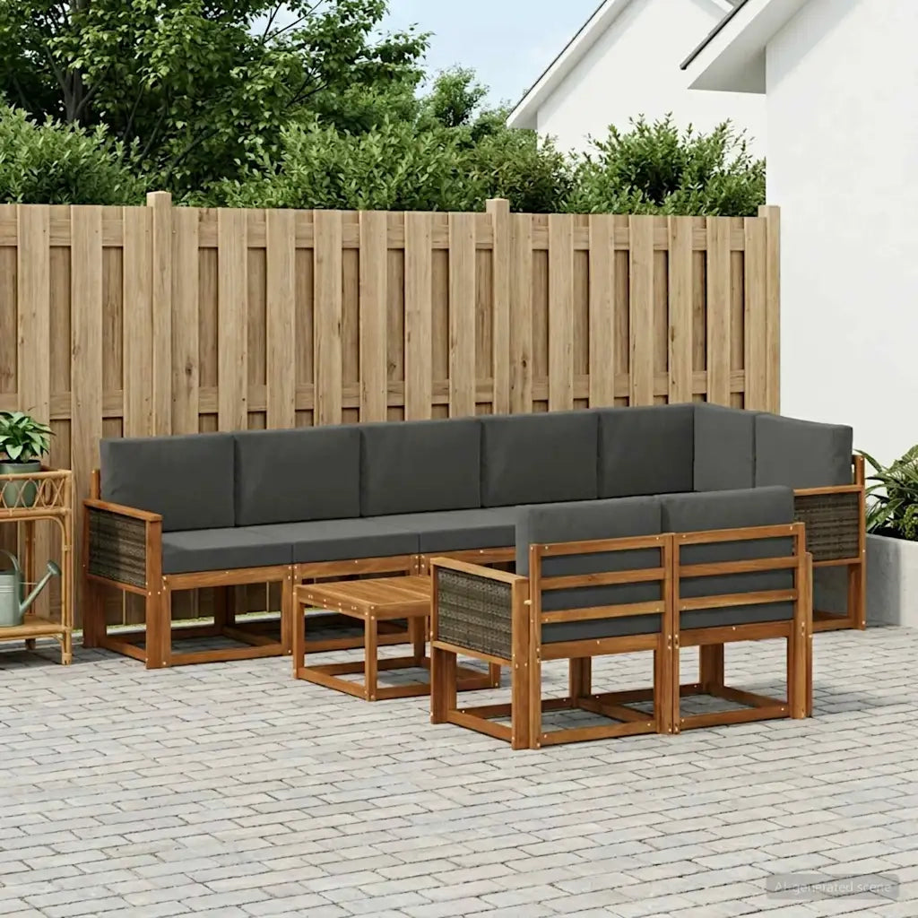 Set di divani da esterno 9 pcs Naturale e Antracite Poliestere 3385328