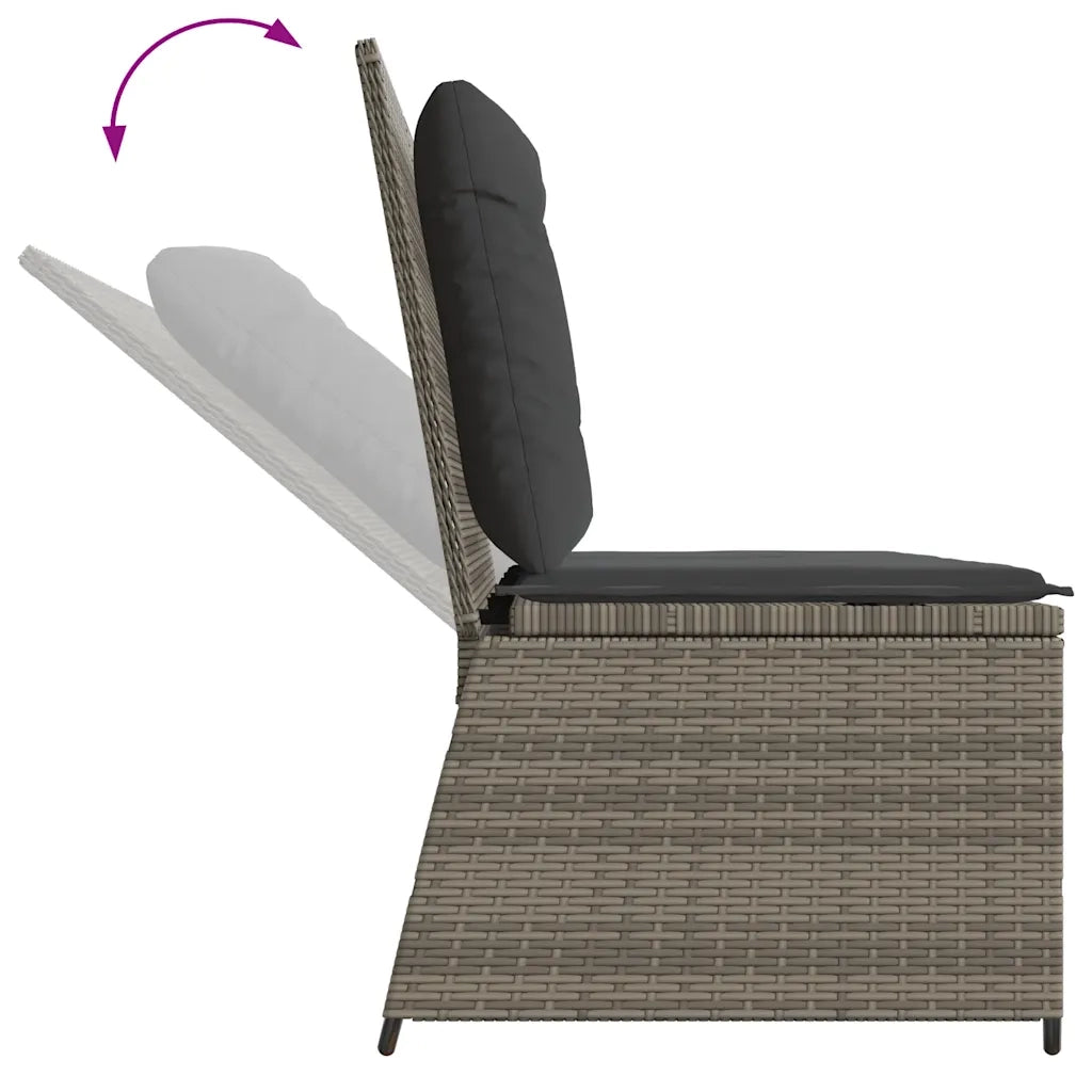 Panca Reclinabile da Giardino con Cuscini-Sgabello-Sedia da esterno Grigia in Polyrattan 571825