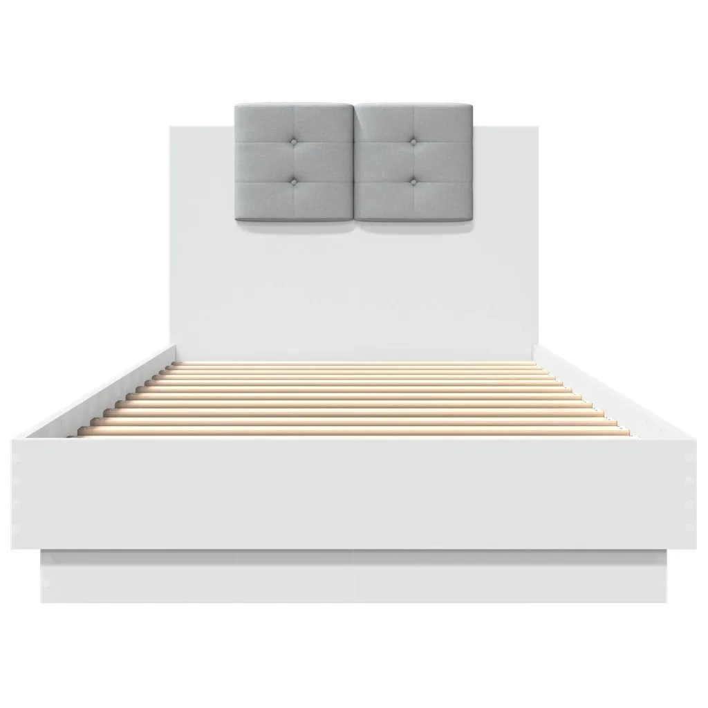 Giroletto con Testiera e LED-Struttura Letto con testiera Bianco 90x200 cm 977650