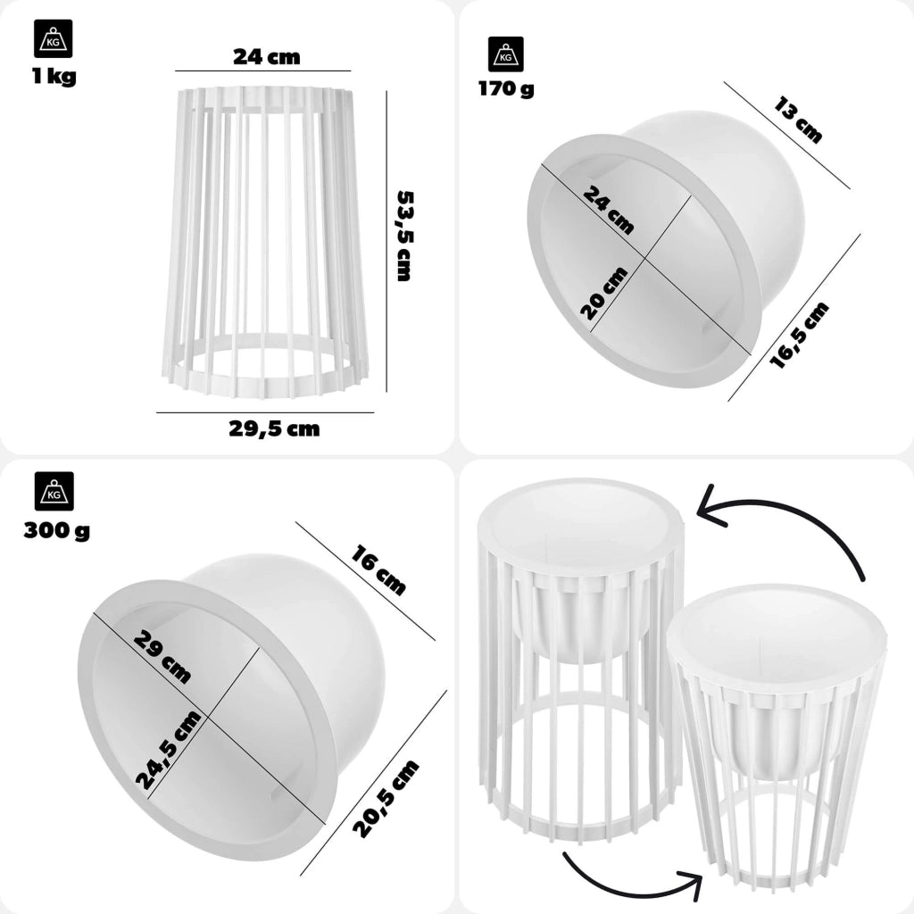 Supporto per fiori bifacciale KADAX Loft, bianco, 53,5 cm + 2 inserti