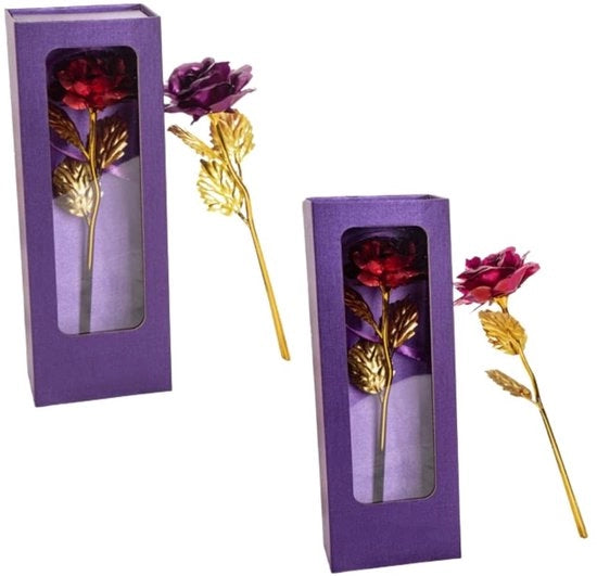 Fiori in plastica - 2 pezzi - Rosa - Rosso/Blu Scuro - Duraturo - Regalo per la mamma - Decorazione per la casa - Finto fiore
