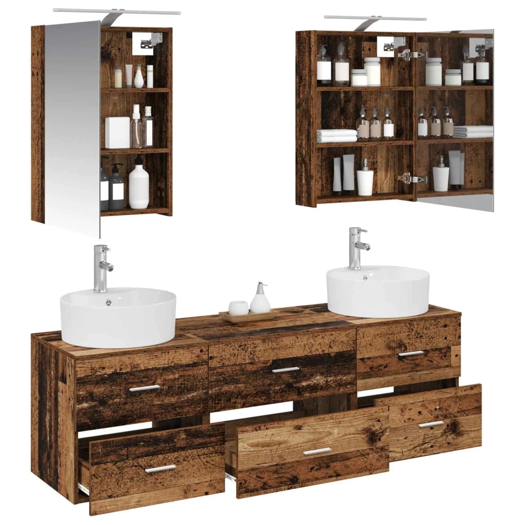 Set di mobili per il bagno 5 pcs Legno antico 3406877
