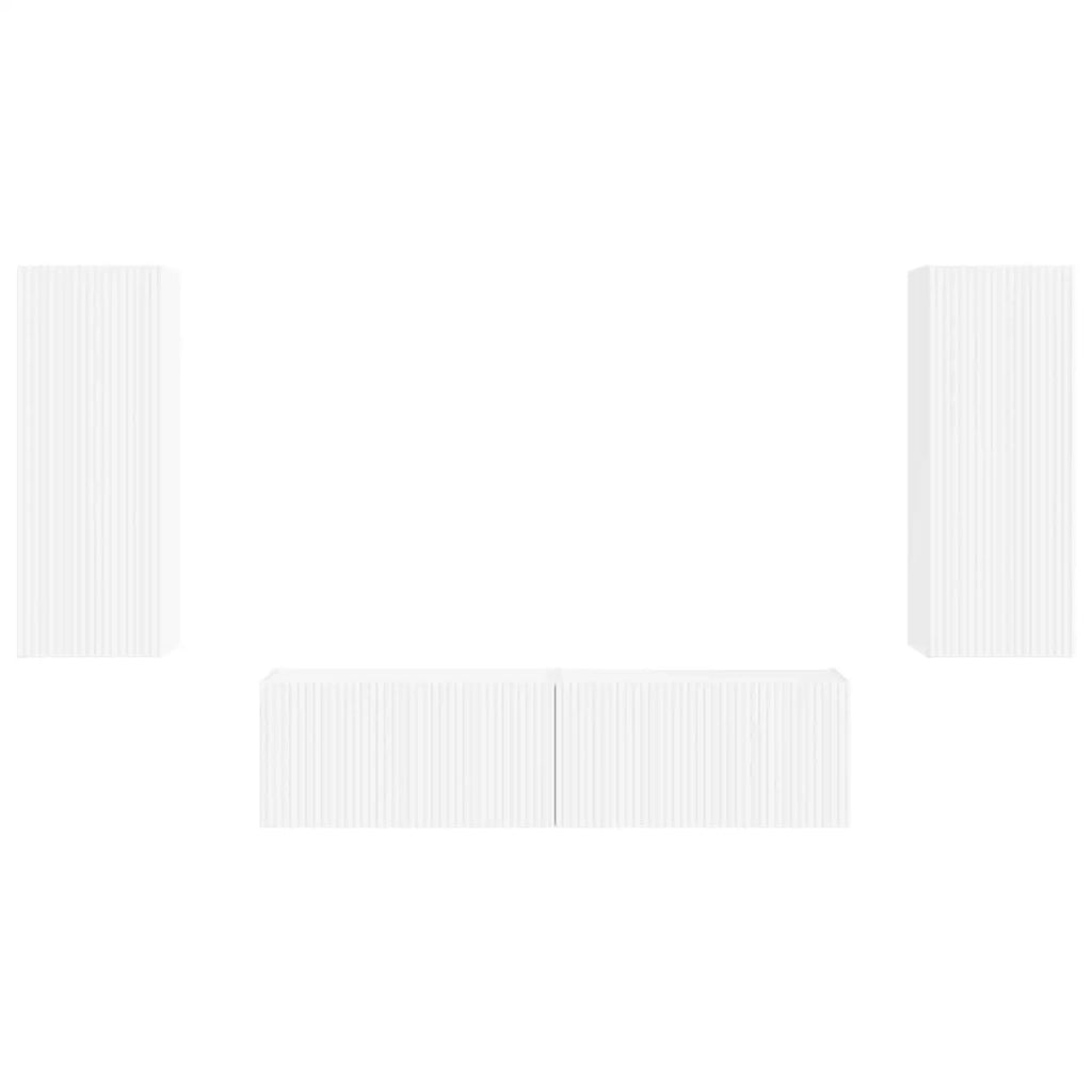Set mobile TV Montaggio a parete 2 pcs Bianco Legno multistrato 3408970