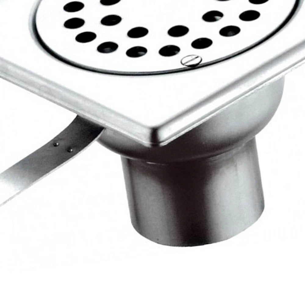 Piletta da pavimento sifonata in inox, cm 10x10