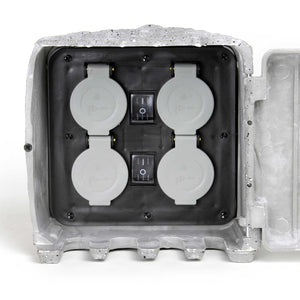 Presa multipla con 2 interruttori on/off, effetto pietra, Multipresa per esterno con 4 prese, protezione IP44