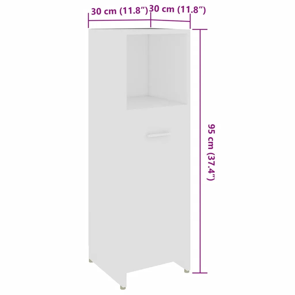 Set Mobili da Bagno | Armadio da bagno 4 pz Bianco in Legno Multistrato