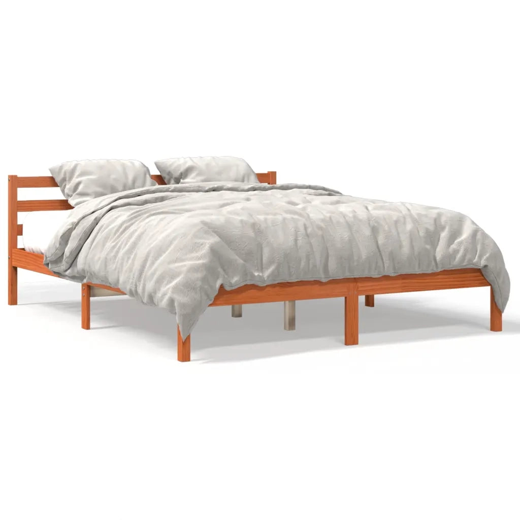 Letto senza Materasso-Struttura Letto Marrone Cera 160x200 cm in Legno di Pino 697624
