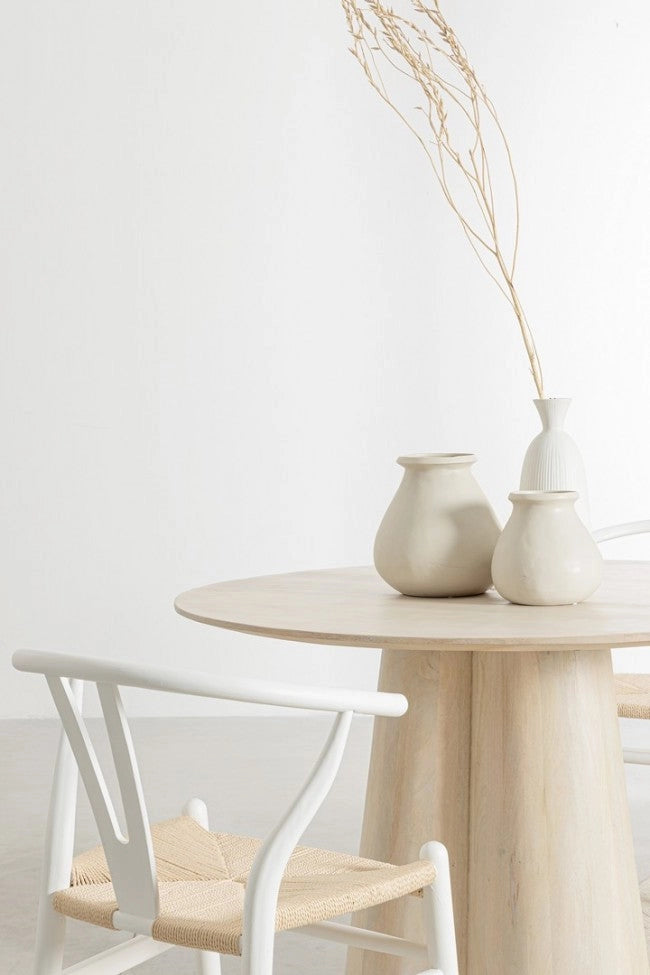 Tavolo Rotondo Fisso Ø 120x77 cm Caffè White in Legno