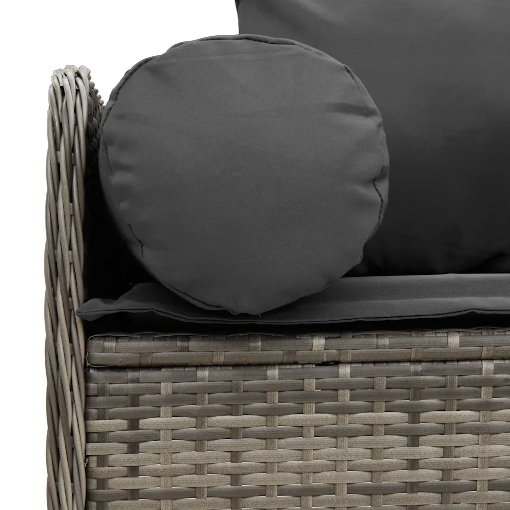 vidaXL Divano da Giardino con Cuscini 3 Posti Grigio in Polyrattan