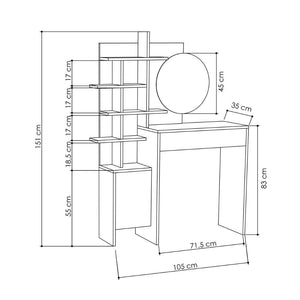 Mobile da Bagno con Specchio 105x35x151 cm in MDF Mup Bianco Rovere