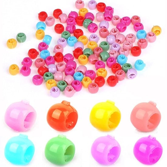 Set di clip per capelli 200 pezzi - Mini clip per capelli - Plastica - Perle colorate - Colori pastello - 1,1 x 1,1 x 0,85 cm