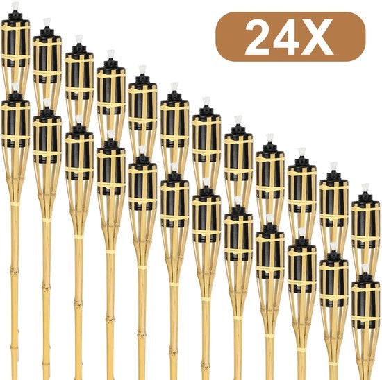Set di 20 torce da giardino in bambù - torcia 90 cm - torce per giardino con fiamma